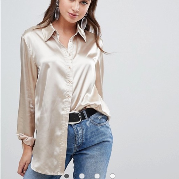 satin champagne blouse